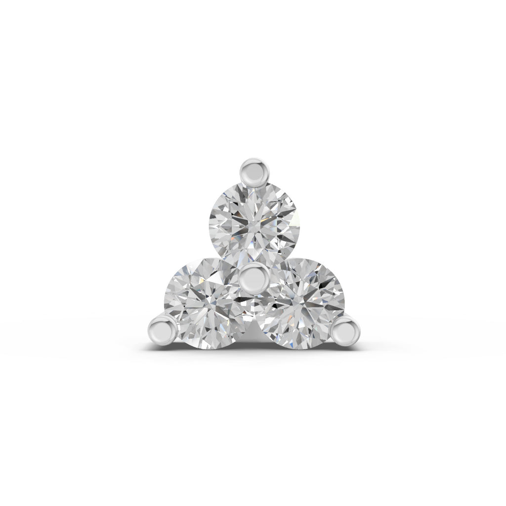 0.03 Ct Triangle Stud Round Shape Nose Pin | 14K Yellow Gold
