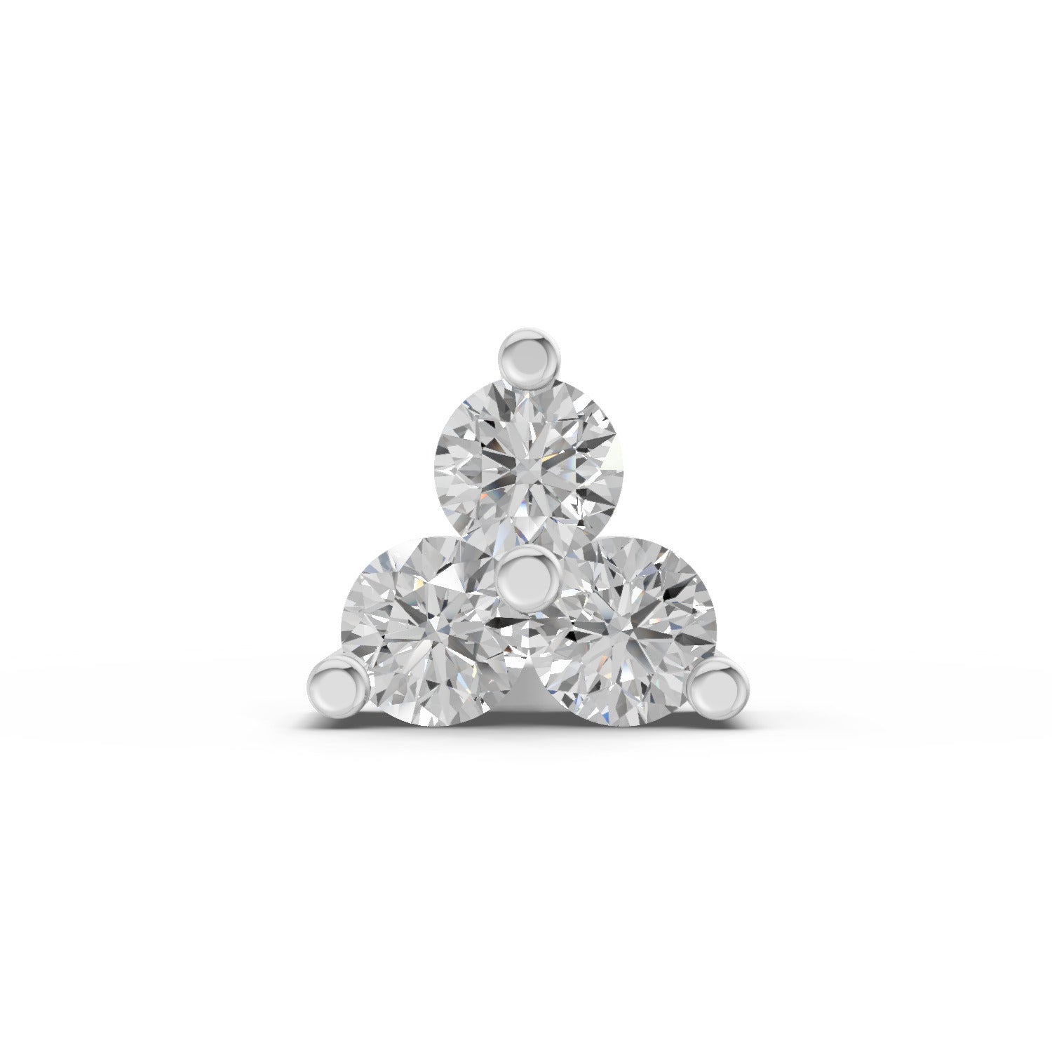 0.03 Ct Triangle Stud Round Shape Nose Pin | 14K Yellow Gold