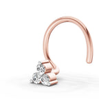 0.03 Ct Triangle Stud Round Shape Nose Pin | 14K Yellow Gold