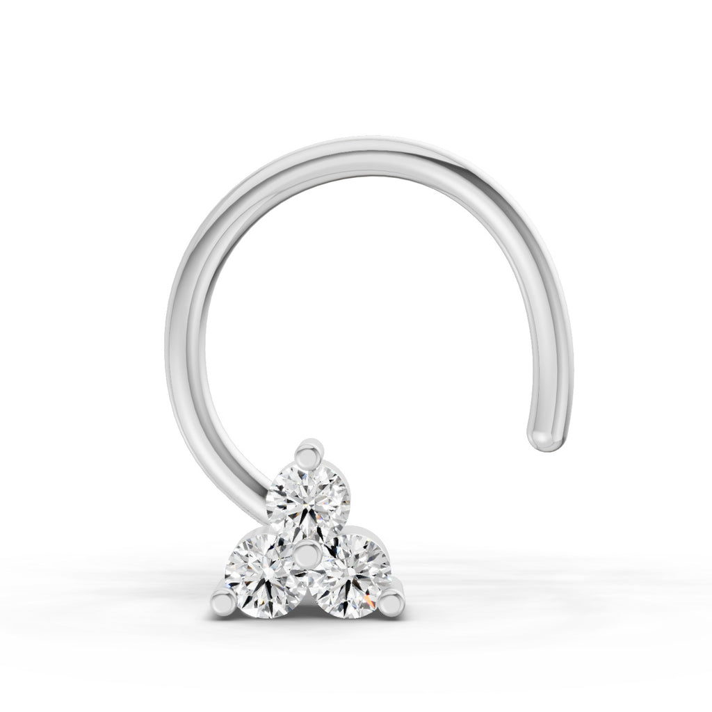0.03 Ct Triangle Stud Round Shape Nose Pin | 14K Yellow Gold