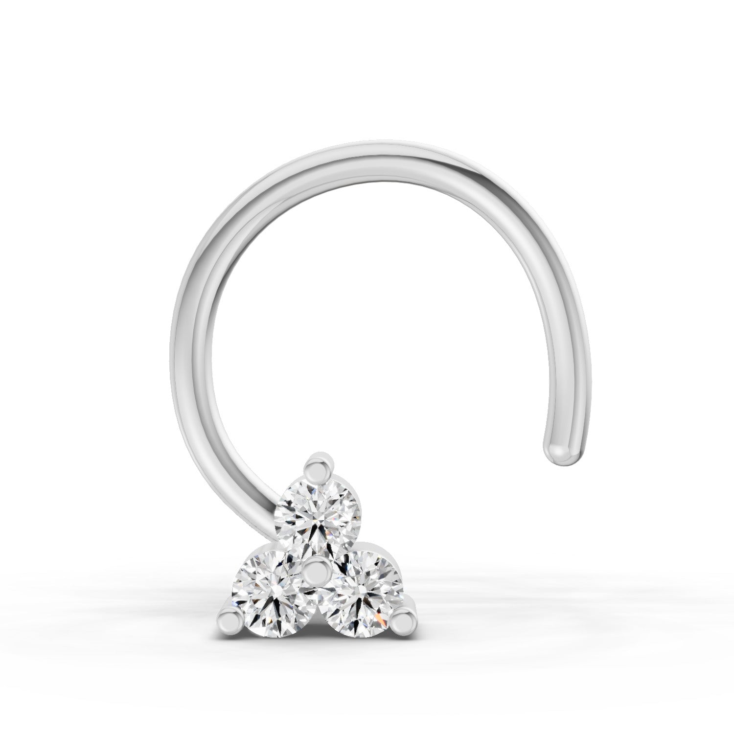 0.03 Ct Triangle Stud Round Shape Nose Pin | 14K Yellow Gold