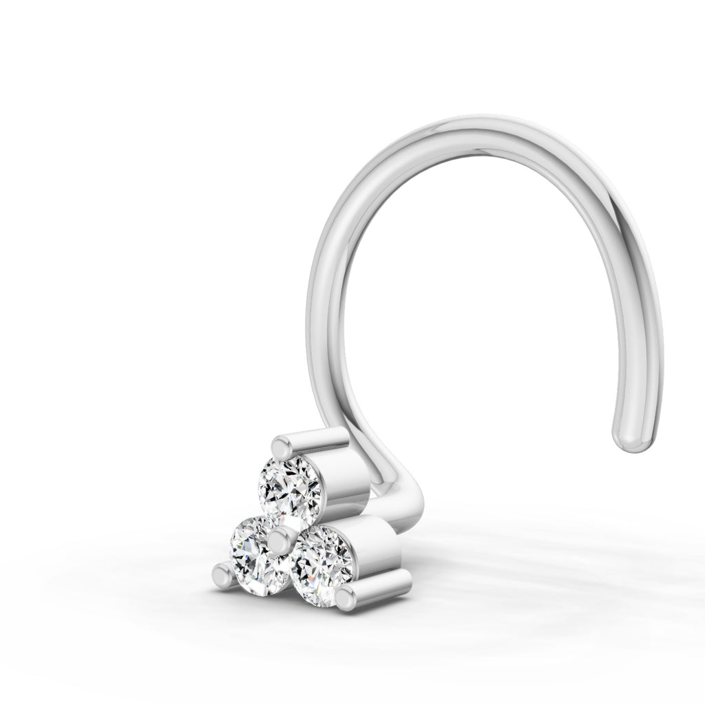0.03 Ct Triangle Stud Round Shape Nose Pin | 14K Yellow Gold