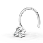 0.03 Ct Triangle Stud Round Shape Nose Pin | 14K Yellow Gold