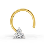 0.03 Ct Triangle Stud Round Shape Nose Pin | 14K Yellow Gold