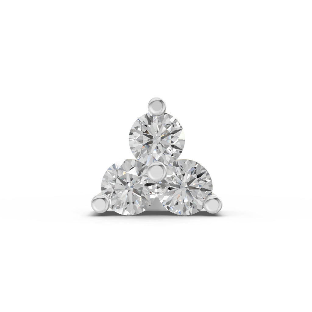 0.03 Ct Triangle Stud Round Shape Nose Pin | 14K Yellow Gold