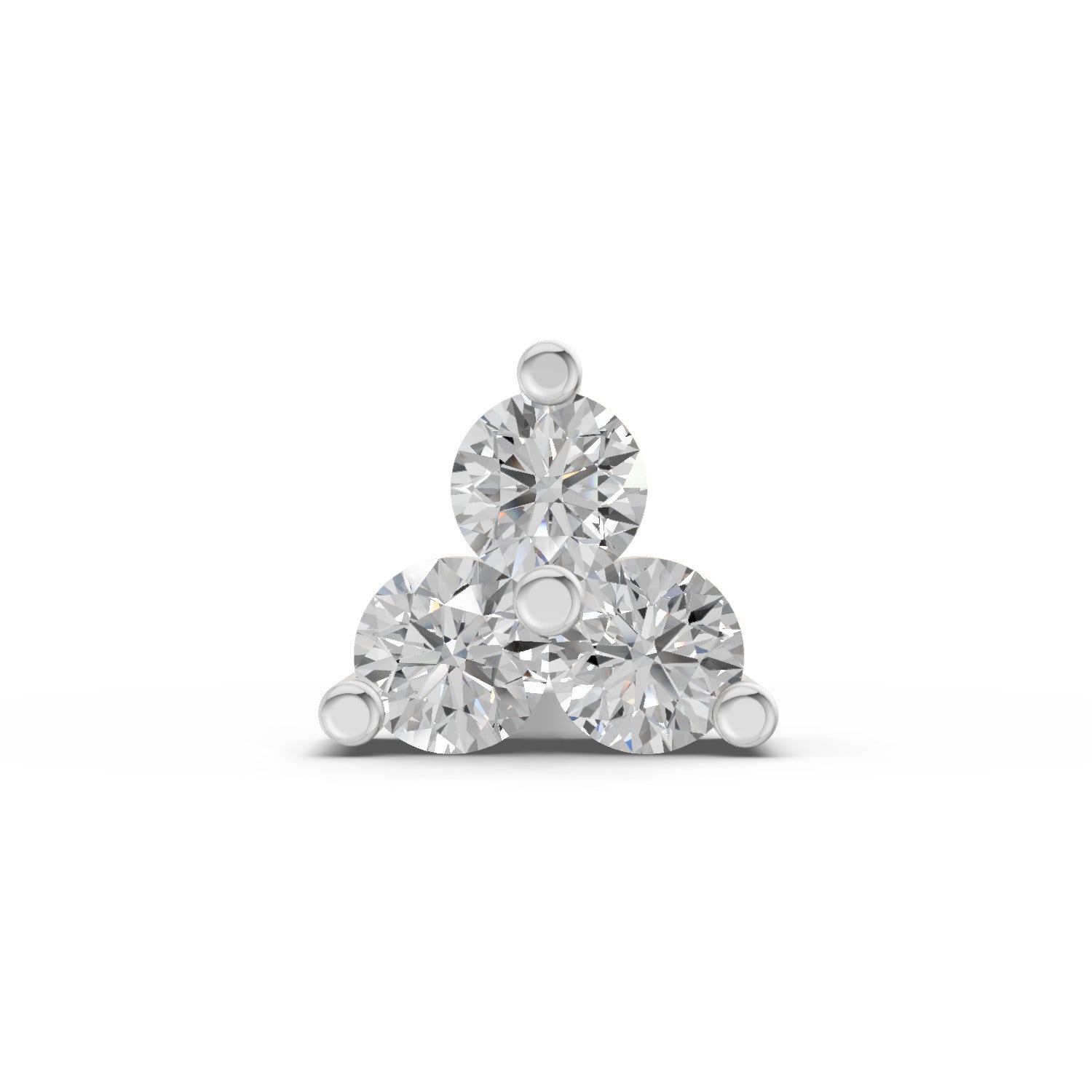 0.03 Ct Triangle Stud Round Shape Nose Pin | 14K Yellow Gold