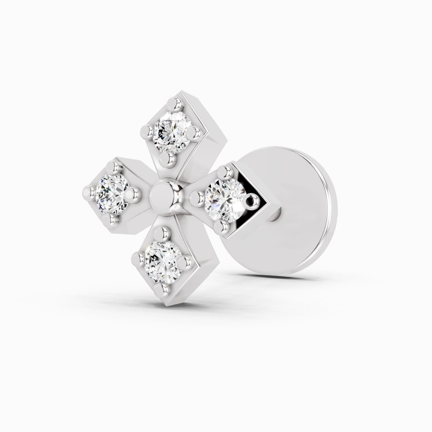 0.04 Carat Round Shape Celeste Bloom Diamond Nose Pin | 14K White Gold-Screw