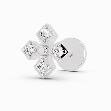 0.04 Carat Round Shape Celeste Bloom Diamond Nose Pin | 14K White Gold-Screw