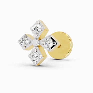 0.04 Carat Round Shape Celeste Bloom Diamond Nose Pin | 14K Yellow Gold-Screw