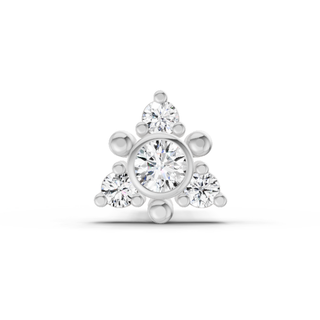 0.04 Ct Floral Nose Pin Round Shape | 14K Yellow Gold