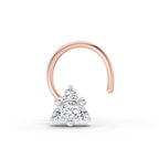 0.04 Ct Floral Nose Pin Round Shape | 14K Yellow Gold