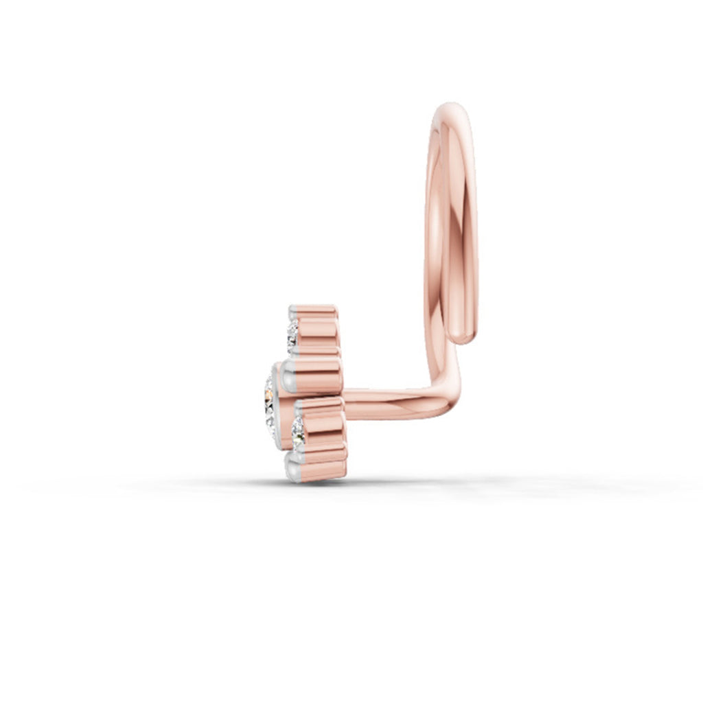 0.04 Ct Floral Nose Pin Round Shape | 14K Yellow Gold