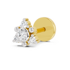 0.04 Ct Floral Nose Pin Round Shape | 14K Yellow Gold