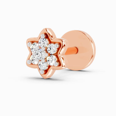 0.04 Carat Round Shape Star Diamonds Diamond Nose Pin | 14K Rose Gold-Screw