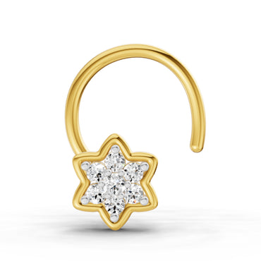 0.04 Carat Round Shape Star Diamonds Diamond Nose Pin | 14K Yellow Gold