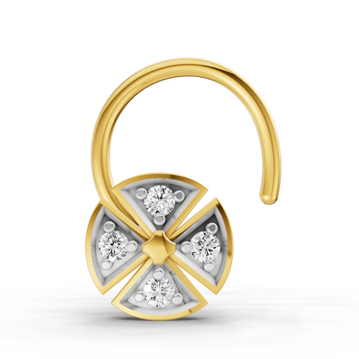 0.01 Carat Round Shape Diamond Nose Pin | 14K Yellow Gold