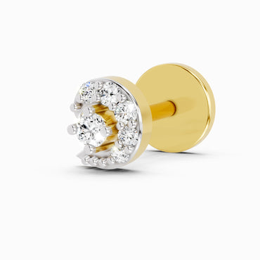 0.03 Carat Cluster Round Shape Diamond Nose Pin | 14K Yellow Gold-Screw