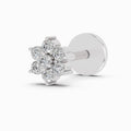 0.07 Carat Round Shape floral cluster Diamond Nose Pin | 14K White Gold-Screw