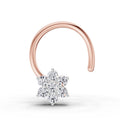 0.07 Carat Round Shape floral cluster Diamond Nose Pin | 14K Rose Gold