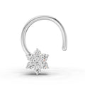 0.07 Carat Round Shape floral cluster Diamond Nose Pin | 14K White Gold