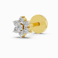 0.07 Carat Round Shape floral cluster Diamond Nose Pin | 14K Yellow Gold-Screw