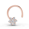 0.03 Carat Round Shape floral diamond nose pin | 14K Rose Gold