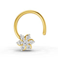 0.03 Carat Round Shape floral diamond nose pin | 14K Yellow Gold