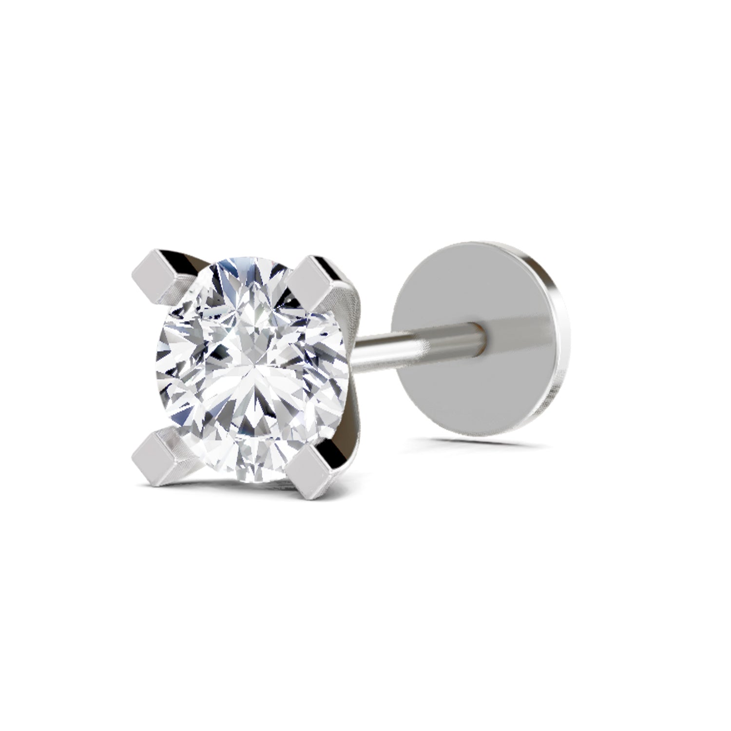 0.50 Carat Round Shape Solitaire Diamond Nose Pin | 14K Yellow Gold -Screw