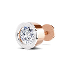 0.50 Carat Round Shape Bezel Solitaire Diamond Nose Pin | 14K Yellow Gold -Screw