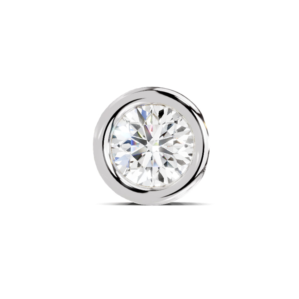 0.50 Carat Round Shape Bezel Solitaire Diamond Nose Pin | 14K Yellow Gold -Screw