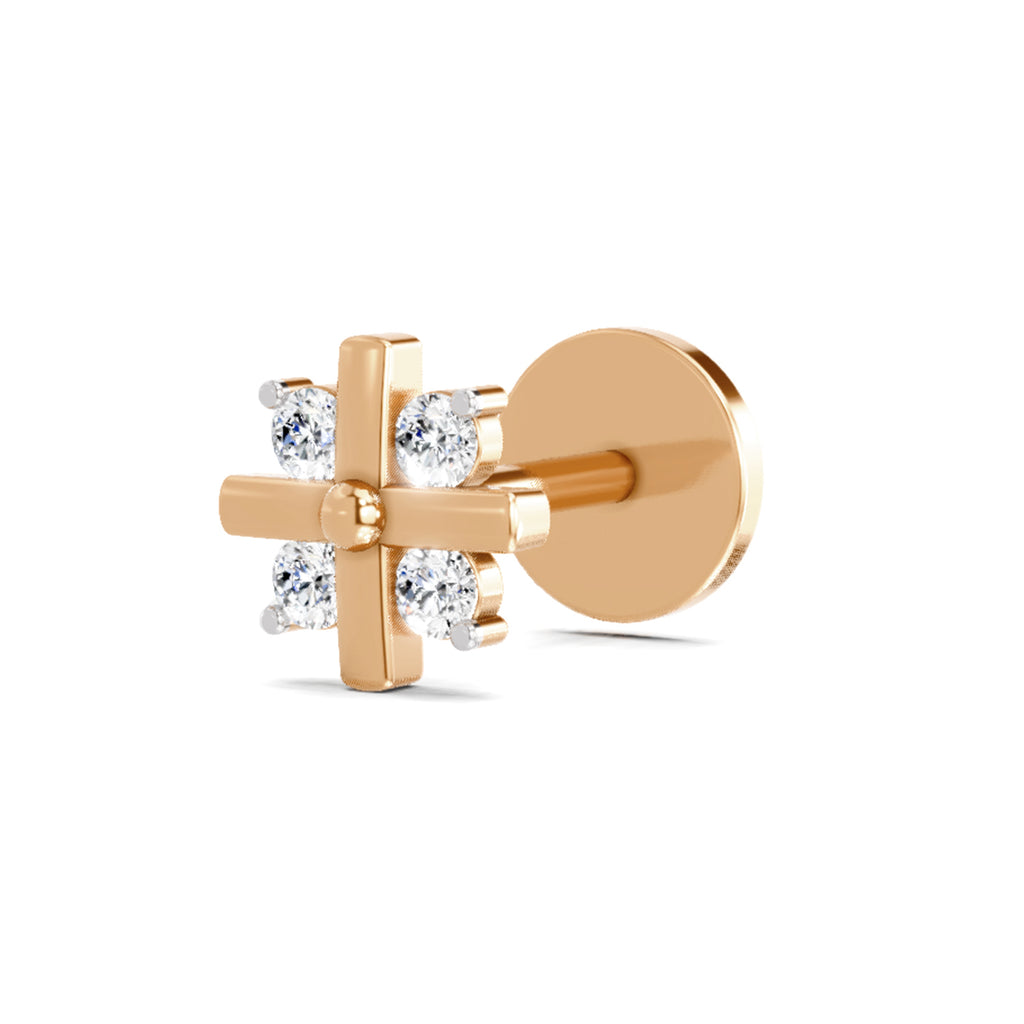 Floral Nosepin 0.06 Ct | 14Kt White Gold