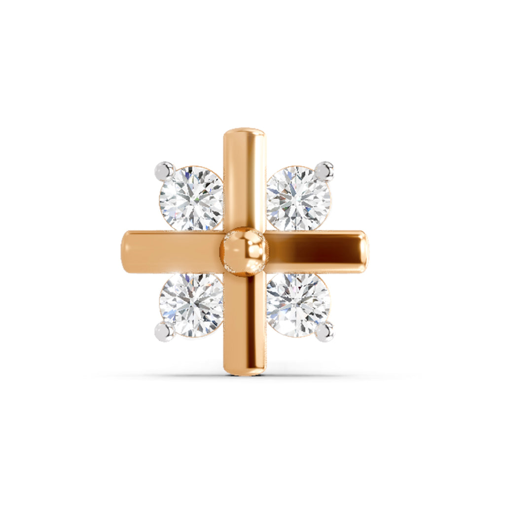 Floral Nosepin 0.06 Ct | 14Kt Yellow Gold