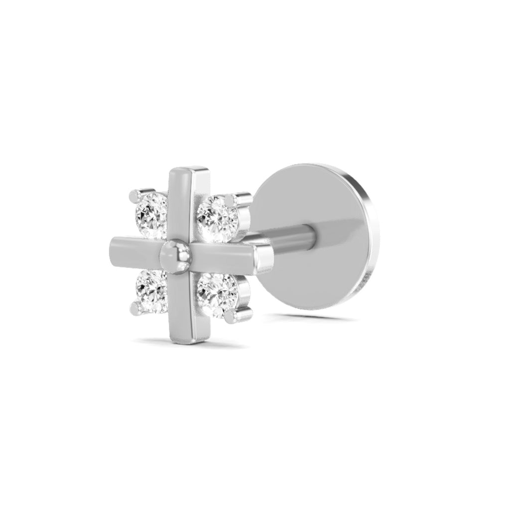 Floral Nosepin 0.06 Ct | 14Kt White Gold