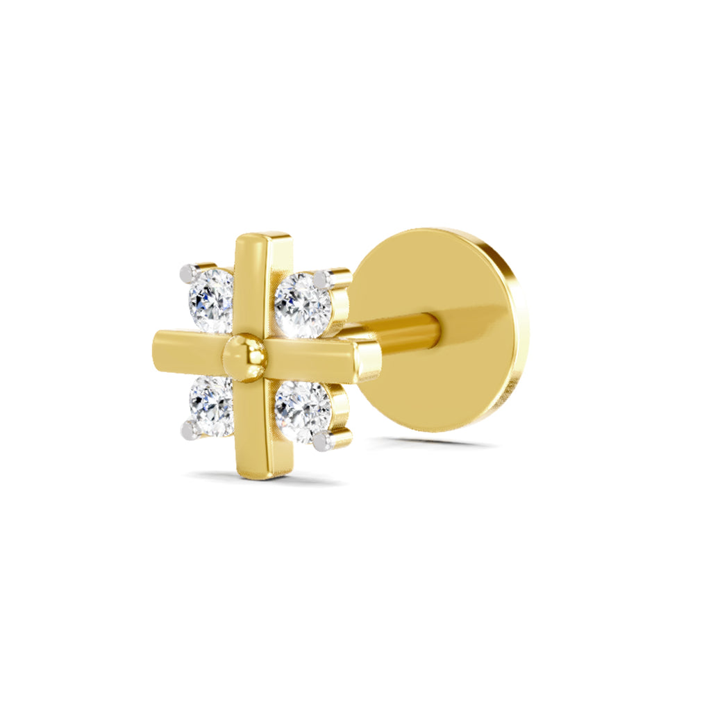 Floral Nosepin 0.06 Ct | 14Kt White Gold