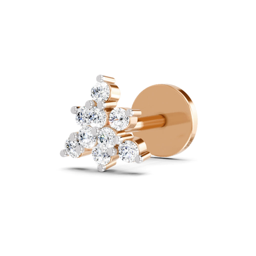 Floral Nosepin 0.11 Ct | 14Kt Yellow Gold