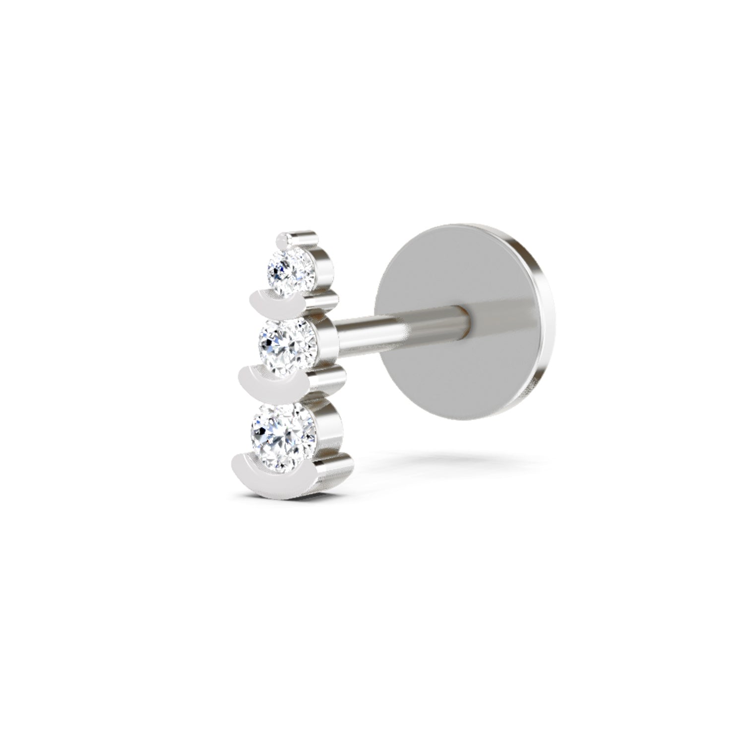 3 Stone Nosepin 0.06 Ct | 14Kt White Gold