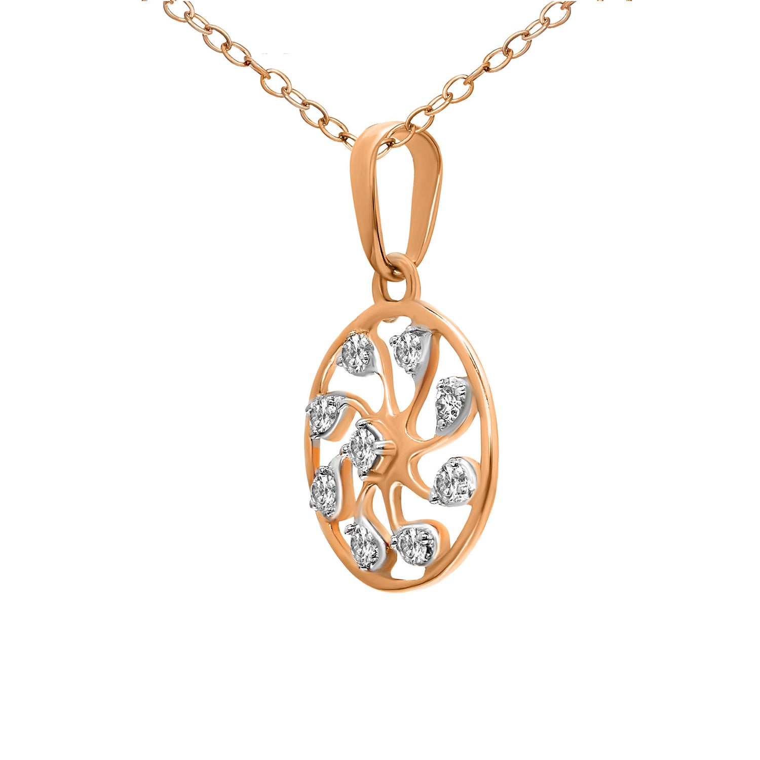 0.19 Ct Pinwheel Diamond Pendant Necklace in 14Kt