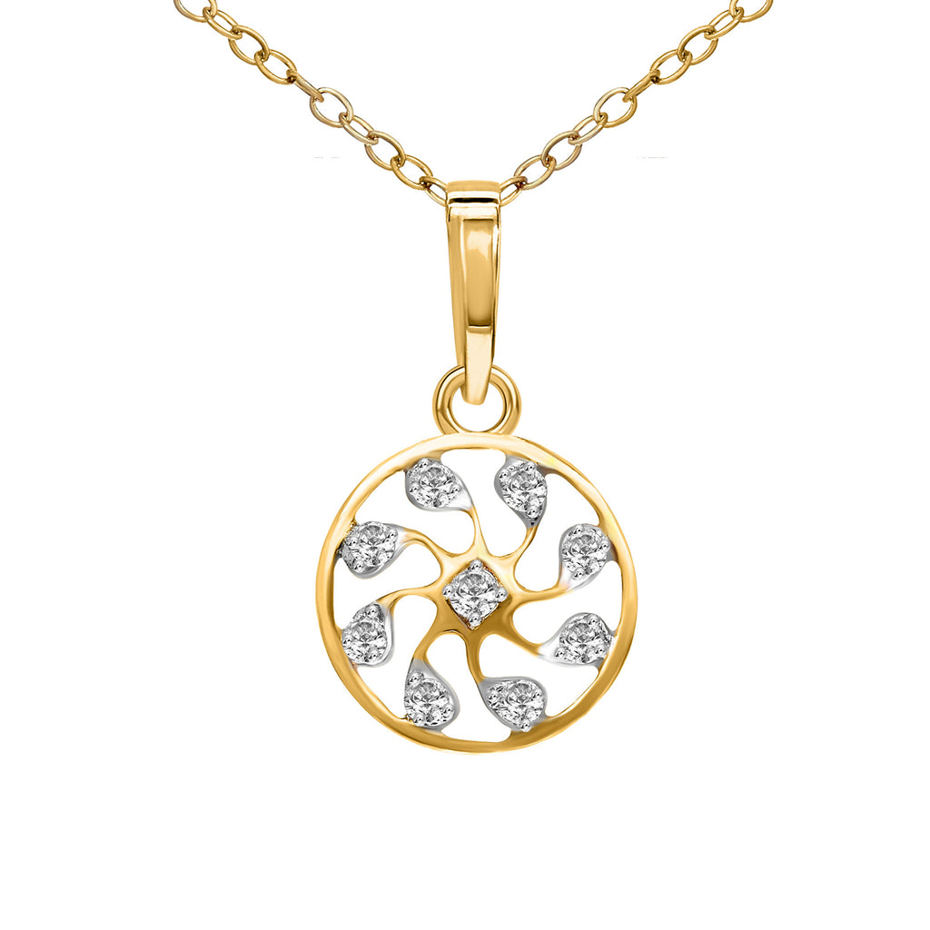0.19 Ct Pinwheel Diamond Pendant Necklace in 14Kt
