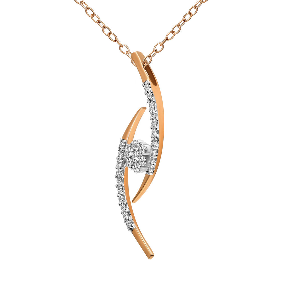 0.2 Ct Cluster Diamond Pendant Necklace in 14Kt