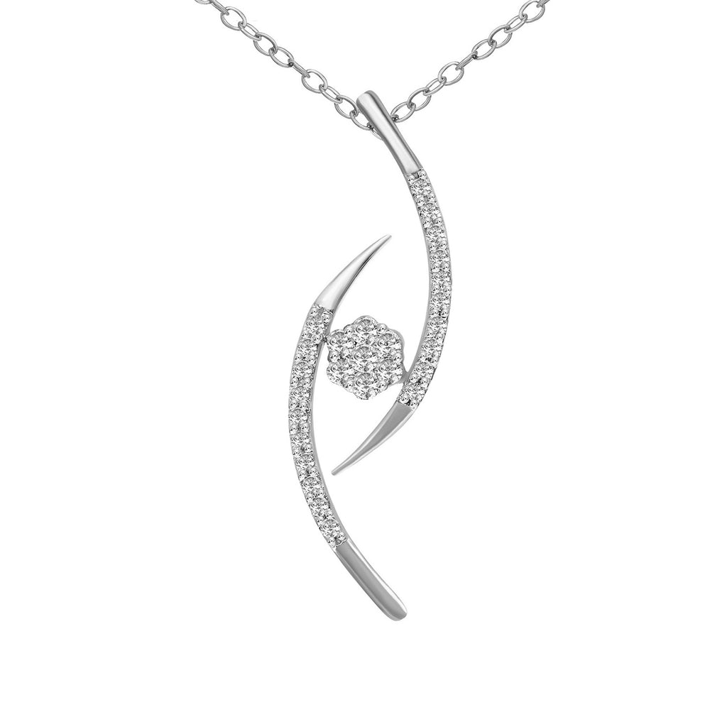 0.2 Ct Cluster Diamond Pendant Necklace in 14Kt