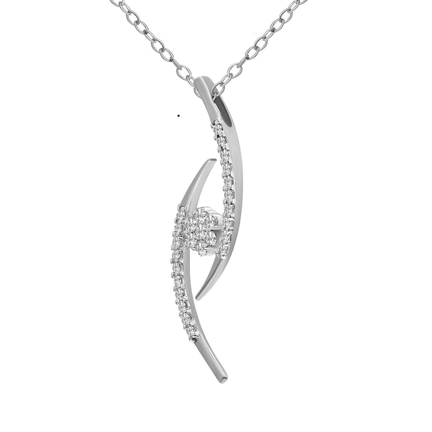 0.2 Ct Cluster Diamond Pendant Necklace in 14Kt