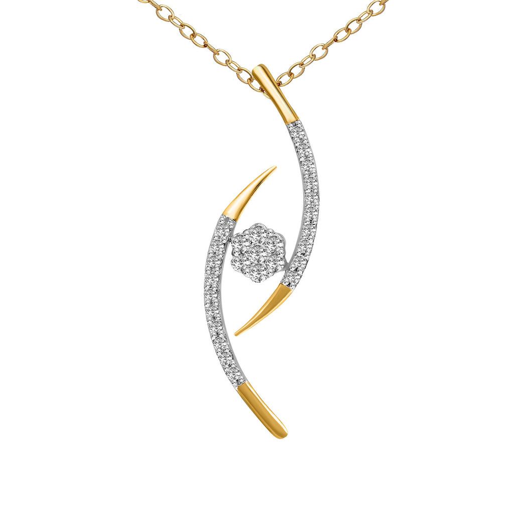 0.2 Ct Cluster Diamond Pendant Necklace in 14Kt