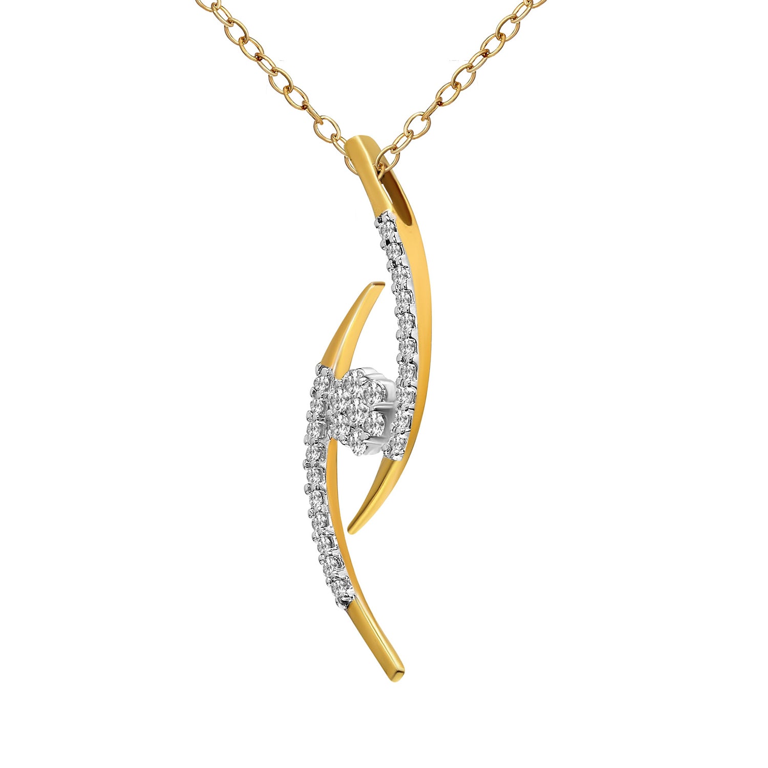 0.2 Ct Cluster Diamond Pendant Necklace in 14Kt