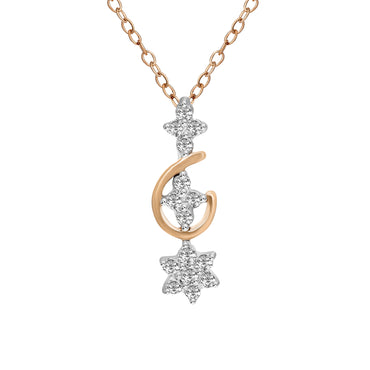 0.15 Ct Floral Diamond Pendant Necklace in 14Kt