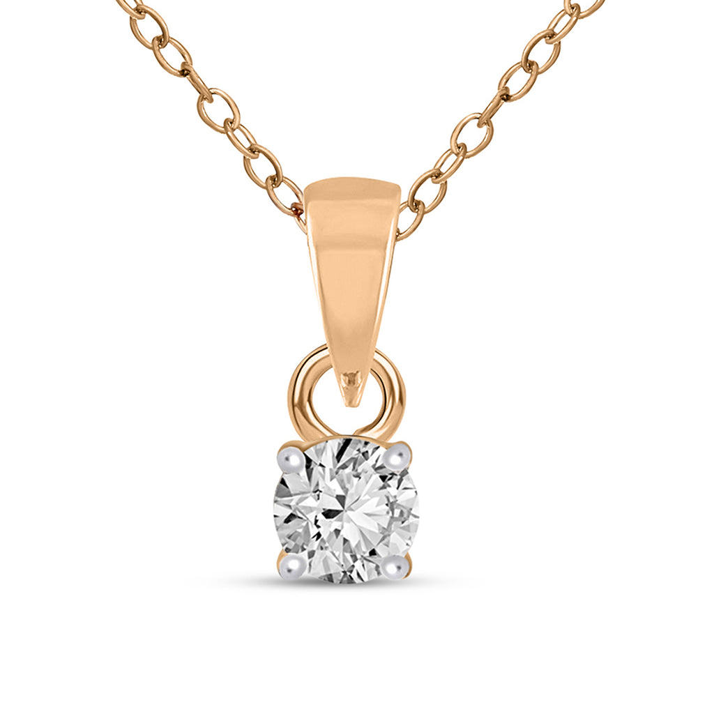 0.1 Ct Classic Solitaire Diamond Pendant Necklace in 14Kt