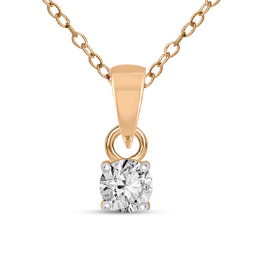 0.2 Ct Classic Solitaire Diamond Pendant Necklace in 14Kt