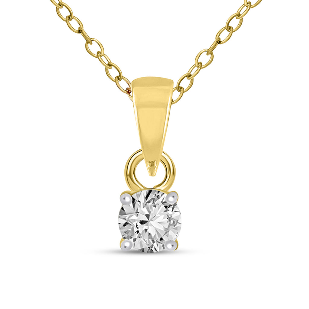 0.2 Ct Classic Solitaire Diamond Pendant Necklace in 14Kt