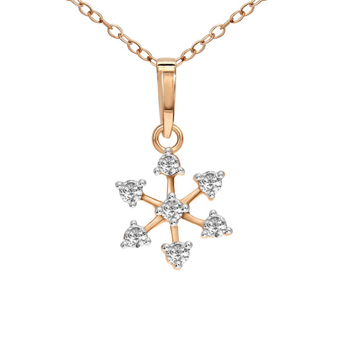 0.16 Ct Flower Blossom Diamond Pendant Necklace in 14Kt
