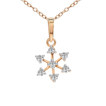 0.16 Ct Flower Blossom Diamond Pendant Necklace in 14Kt