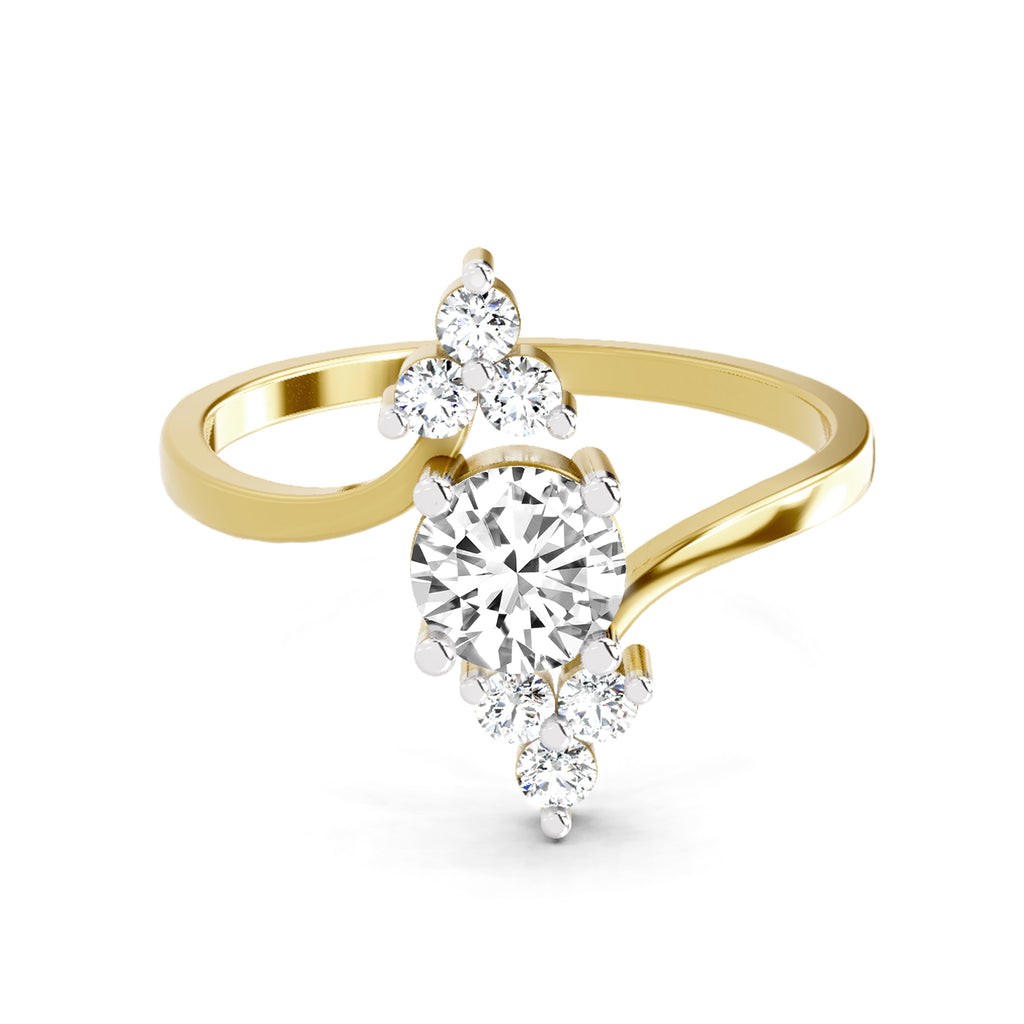 0.71 Round Shape Diamond Swirl Ring | 14K Yellow Gold